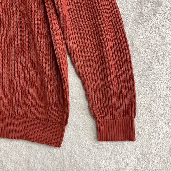 NEW Lands' End Drifter Men's XL Rust Red Cotton Sweater Ribbed Knit Pullover - Picture 10 of 12